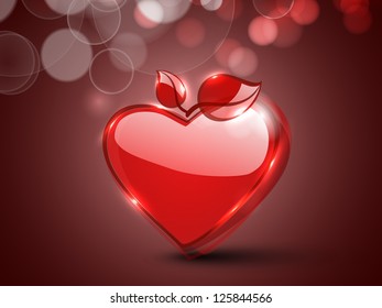 Happy Valentine's Day background, greeting card or gift card with glossy heart, love concept. EPS 10.