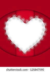 Happy Valentine's Day background, greeting card or gift card with decorative paper heart and space for your love message on red background. EPS 10.