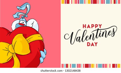 Happy Valentines Day background for greeting card, poster, banner, invitation sea side and template design. Cute Rabbit cartoon Vector illustration ease editable for Your template.