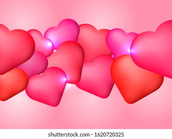 Happy Valentine's Day background with heart ballons. Vector stock illustration for card