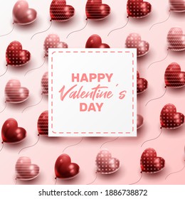 Happy Valentine's day background with heart balloon and present composition for banner, poster or greeting card. vector illustration