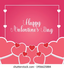Happy Valentine's day background with heart composition for a trendy banner, poster or greeting card.Vector illustration.