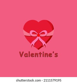 Happy Valentine's day background. heart with ribbon icon design vector illustration. EPS10