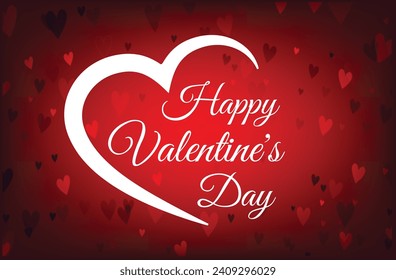 Happy Valentines day background with heart red pattern and typography of valentines day text. Wallpaper, flyers, invitation, posters, banners, card. Greeting from valentines day. vector illustration.