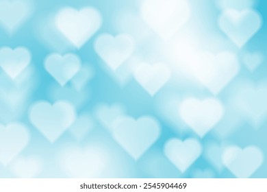 Arrière-Plan Joyeux Saint-Valentin Avec Lumière Flou De Coeur. Abstrait Blue Love Bannière. Fond d'écran Mariage. Illustration vectorielle
