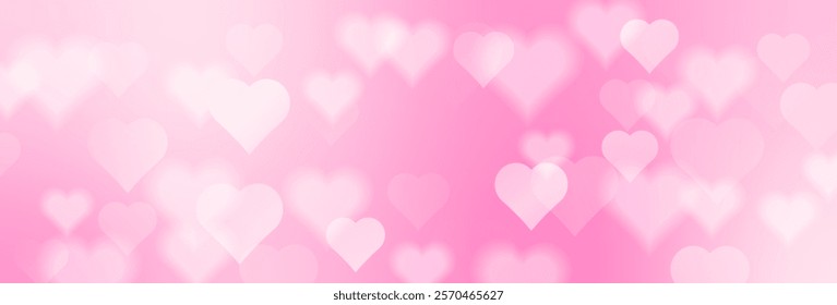 Happy Valentine's Day Background with Heart Bokeh Lights. Abstract Pink Love Banner. Wedding Wallpaper. Romantic. Vector Illustration