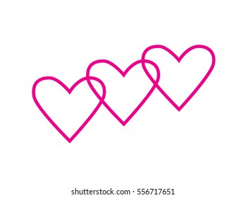 Happy Valentine's day background with heart icon pink color vector