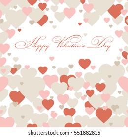 Happy Valentine's Day background With Hearts. Vector illustration. Greeting card.