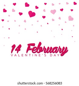 Happy Valentines Day. Background with hearts. Vector flat illustration