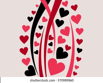 Happy Valentine's Day background with hearts. Greeting card. Vector illustration