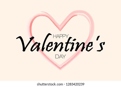 Happy Valentine's day background. Holiday red and beige style card design concept. Hand drawn heart. Love concept. Template for business card, website, print etc. Vector illustration