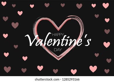 Happy Valentine's day background. Holiday red and black style card design concept. Hand drawn heart. Love concept. Template for business card, website, print etc. Vector illustration