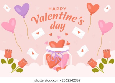 happy valentine's day background illustration in flat design