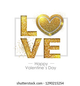 Happy valentines day background with love heart. Typgraphy greeting card design