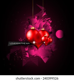 Happy Valentine's Day background with lovely Hearts. Ideal for brochure, invitation cards, dinnev menu covers, advertisment and poster.