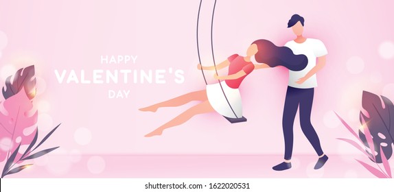Happy Valentine's Day background in minimal trendy style with copy space for text.Vector illustration paper craft style.Can use for website, sale banner, party invitation, greeting card.