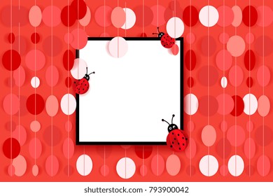 Happy Valentines Day Background. Modern Abstract Paper Style Empty Vector Template For Greetings Cards.