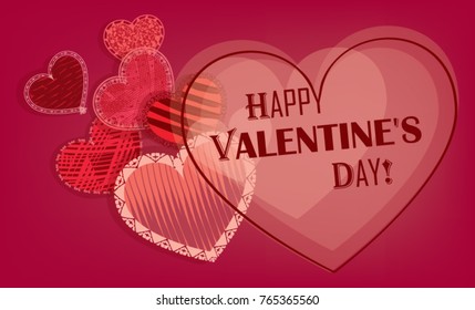 Happy Valentine's Day background, with multiple colored Hearts
