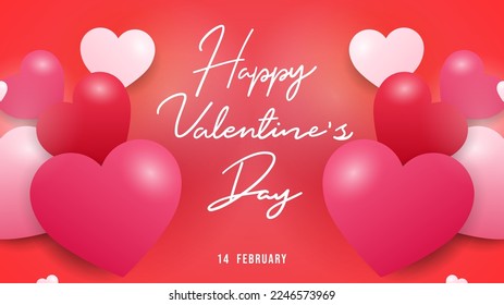 Happy Valentine's Day Background with on pink background ,for February 14, Vector illustration EPS 10