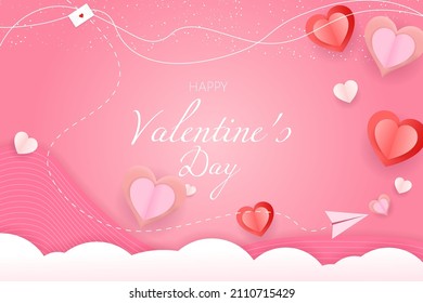 Happy valentine's day background paper cut with element