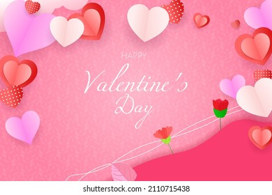Happy valentine's day background paper cut with element