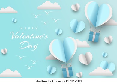 Happy valentine's day background with paper cut style