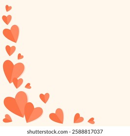 Happy Valentines day background with paper red hearts. Holiday greeting or invitation card. Romantic vector illustration. Design pattern template.