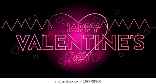 Happy Valentine's day background pink concept abstract backdrop on market website cover social media poster card banner holiday neon