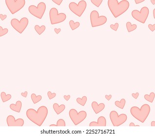 Happy Valentines day background with pink hearts. Holiday greeting or invitation card. Romantic vector illustration. Design pattern template.