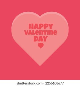Happy Valentines Day background with pink paper hearts and writing. Soft luxury cover holiday background. Horizontal holiday poster, add, header, website, article. Vector illustration