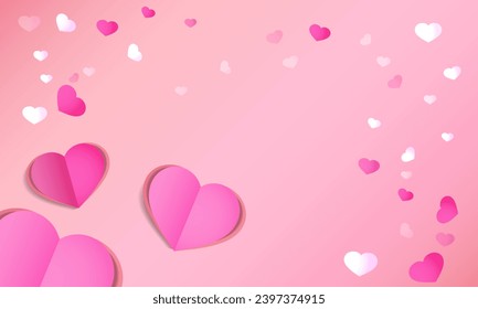 Happy valentine's day background with pink hearts elements. copy space with concept for design.