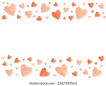 Happy Valentines day background with pink and red hearts. Holiday greeting or invitation card. Romantic vector illustration. Design pattern template.