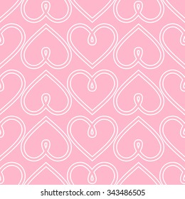 Happy Valentine's Day background. Pink seamless vector heart pattern. Abstract loop heart background.