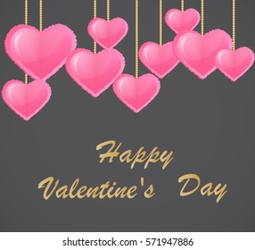 Happy Valentine's Day background with pink hearts