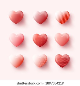 Happy Valentine's Day. Background with Realistic Hearts.