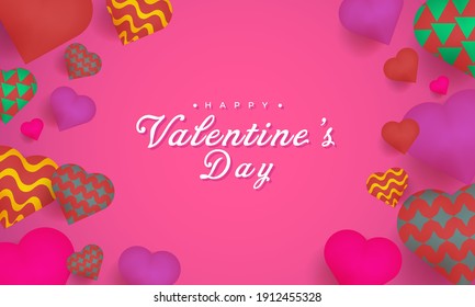 Happy valentine's day background with realistic hearth