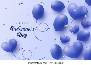 Happy valentine's day background realistic hearts and balloon