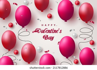 Happy valentine's day background realistic balloon and element