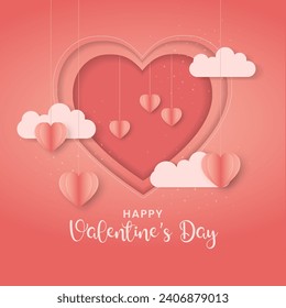 Happy Valentine's day background with realistic decorations for web or social media posts