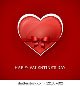 Happy Valentine's day background with red heart  and bow