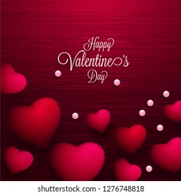 Happy Valentines Day background with red heart shapes.