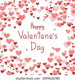 Happy Valentines Day background, red and pink heart confetti - Vector illustration