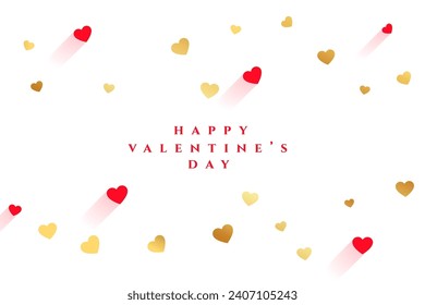 happy valentines day background with red and golden love hearts decor vector