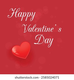 Happy Valentines Day Background. Red greeting horizontal banner with text and hearts. Vector illustration.