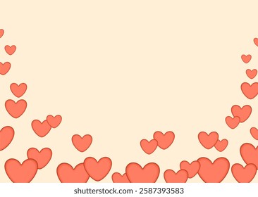 Happy Valentines day background with red hearts. Holiday greeting or invitation card. Romantic vector illustration. Design pattern template.