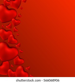 Happy valentines day background with red hearts pattern. Vector illustration.