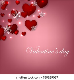 Happy Valentines Day background with red hearts