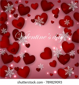 Happy Valentines Day background with red hearts