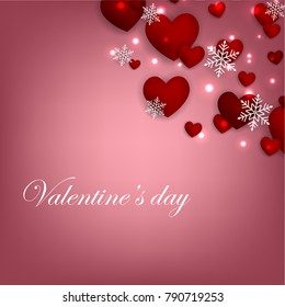 Happy Valentines Day background with red hearts