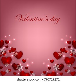 Happy Valentines Day background with red hearts